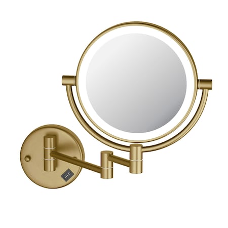 Kibi Circular LED Wall Mount Magnifying Make Up Mirror - Brushed Brass KMM101BB