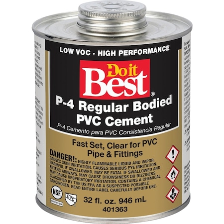 Do It Best 32 Oz. Regular Bodied Clear PVC Cement 18139-12