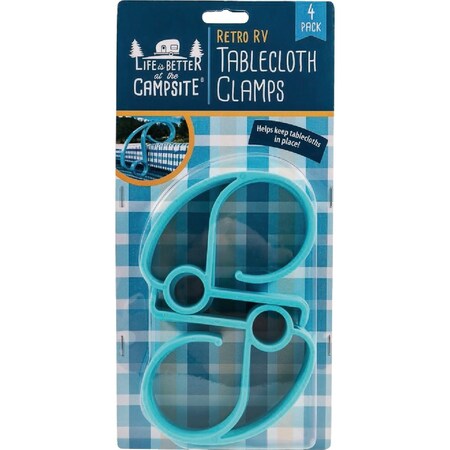 Camco Life Is Better At The Campsite Retro RV Tablecloth Clamps, 4PK 44004