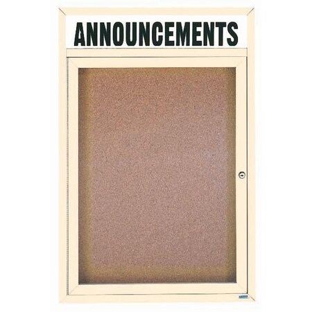 Aarco Illuminated Enclosed Bulletin Board w/ Header Ivory Powder Coated Al Frame, 24''Hx18''W DCC2418RHIIV
