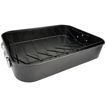 Gibson Home Top Roast 16 Inch Roaster with Metal Rack in Black 63665.02-18