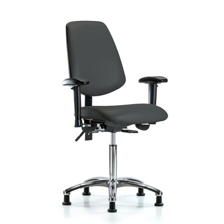 Blue Ridge Ergonomics Medium Bench Chair Adjustable Arms, 22" to 29" Height, Vinyl, Charcoal BR-VMBCH-MB-CR-T0-A1-NF-RG-8605