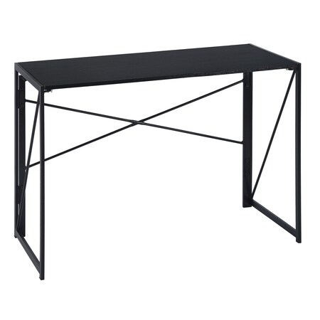 Homeroots 39" Black Wood and Stainless Steel Computer Desk 568042