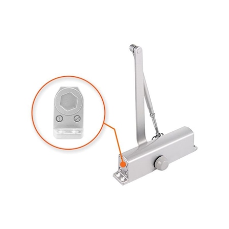 Premier Lock Aluminum Commercial Door Closer w/Adjustable Closing and Latching Speed, Size No 5 DC51