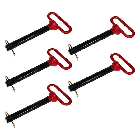 Mytee Products AgraLink 5 Pcs Red Handle Forged Hitch Pin, 7/8 in x 6-1/2 in, Clevis Pin w/ Handle, 5PK RHFHP-71506x5