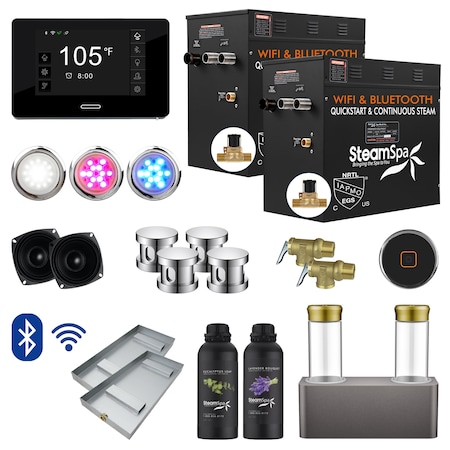 Steamspa 2 x 10.5kW QuickStart Steam Bath Generator w/ Dual Aroma Pump in Polished Chrome BKT2100CH-ADP