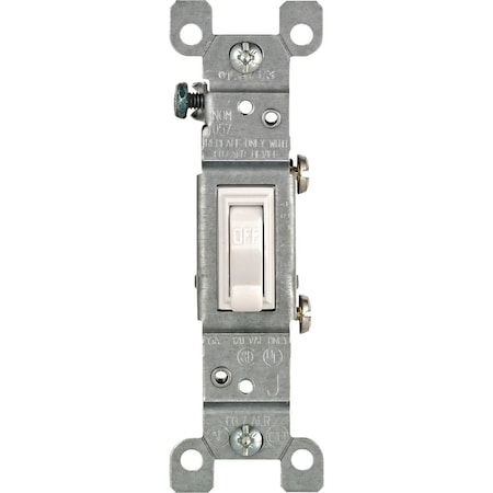 Leviton Residential Grade 15 Amp Toggle Single Pole Switch White 208-02651-02W