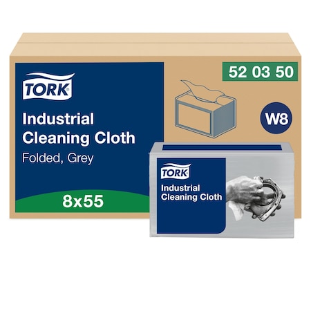 Tork Dry Wipe, Gray, 55 Sheets, No Roll, PK8 520350