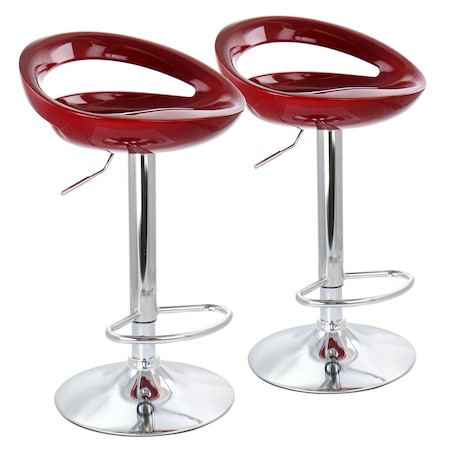 Elama 2 Piece Retro Adjustable Bar Stool in Cherry with Chrome Base ELM806CHERRY