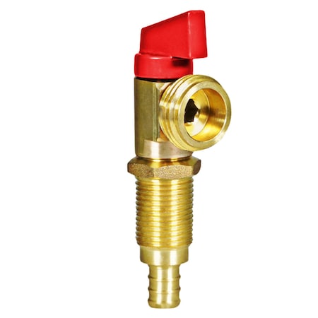 Everflow Washing Machine Replacement Valve 1/2" PEX B Inlet x 3/4" MHT Outlet, Brass, For Hot Water Supply 540P