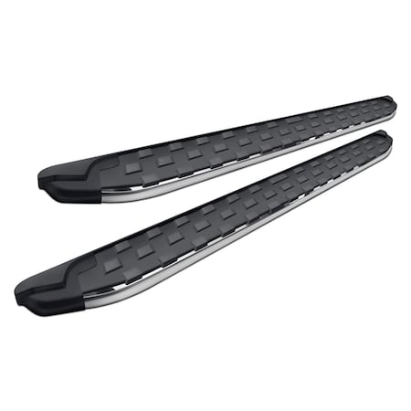 Romik Usa 52388418 5.5 in. REC Series Black Running Boards with Polished Trim, Black R96-52388418