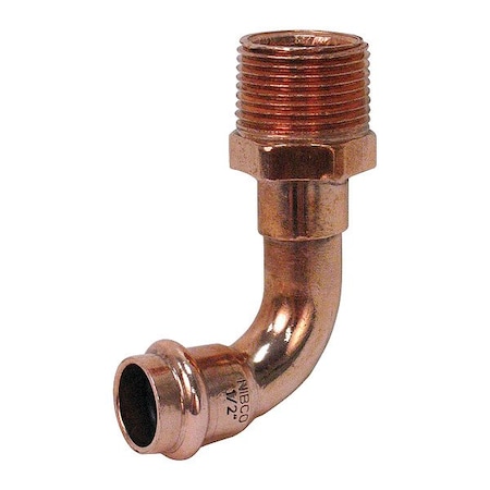 Nibco Copper, 90Elbow, Press, 1/2in, MNPT, 3/4in 9082610PC