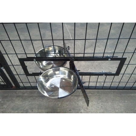 K9 Kennel Store Swivel Bowl Bracket and Metal Bowls K9-SBB-SB