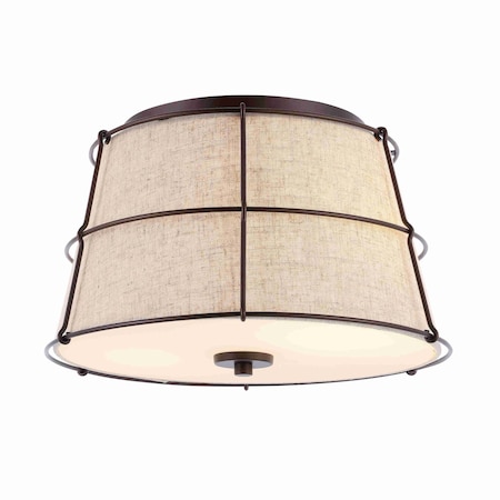 Jonathan Y Silas 14" 2-Light Rustic Farmhouse Iron LED Flush Mount, Oil Rubbed Bronze JYL1317A