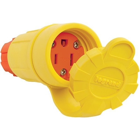 Pass & Seymour Straight Blade Connector, Non-NEMA, 15 A, 125V AC, 2 Pole, 3 Wire, Screw Terminals, Yellow 15W47AM