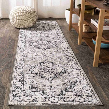 Jonathan Y Denia Ornate Geometric Medallion Dark Gray 2 ft. x 8 ft. Runner Rug BMF110A-28