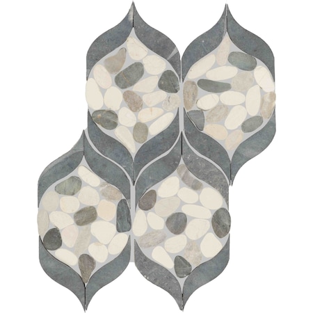 Daltile Pebble Oasis Natural Stone Petal Pebble Mosaic 15in x 11in in Tumbled Harbor, 11PK PB29PETLPBLMSTM