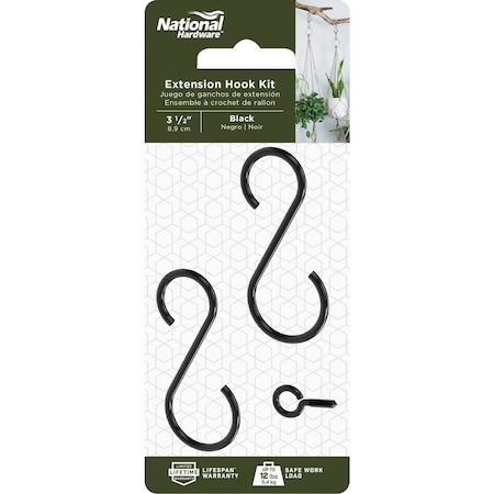 National Hardware 3-1/2'' Black Steel Extension Hook Kit N275-149