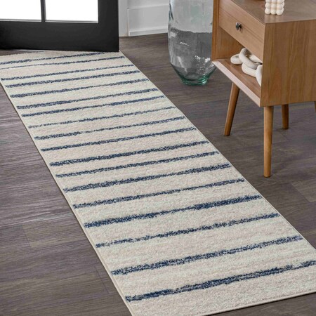 Jonathan Y Williamsburg Minimalist Stripe Cream/Navy 2 ft. x 8 ft. Runner Rug MOH201E-28