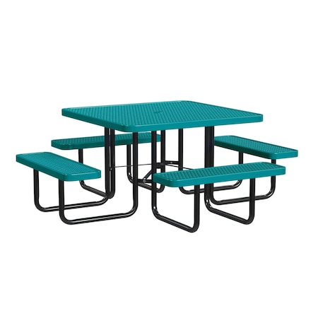 Leisure Craft Square Picnic Table, Teal, In Ground Mount, 46 in T46SQIG-TEAL