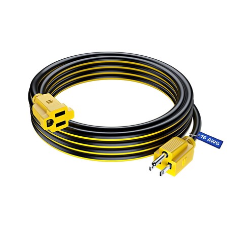 Maximm 15ft 16AWG Heavy Duty SJTW Indoor Extension Cord ETL, Black/Yellow C-bk-yl-P-yl-I-bk-15ft