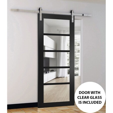 Sartodoors Sturdy Barn Door Black 24x96 Solid Core Modern Interior QUADRO4522BD-S-BLK-2496