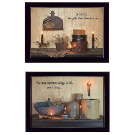Homeroots Set Of Two Family Forever 3 Black Framed Print Wall Art, 2PK 407111