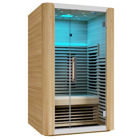 Saunaspa Yoga Sauna 2-Person Infrared Indoor Hemlock Wood Sauna with Removable Bench, and Floor Heating MNSC0023-2PFS