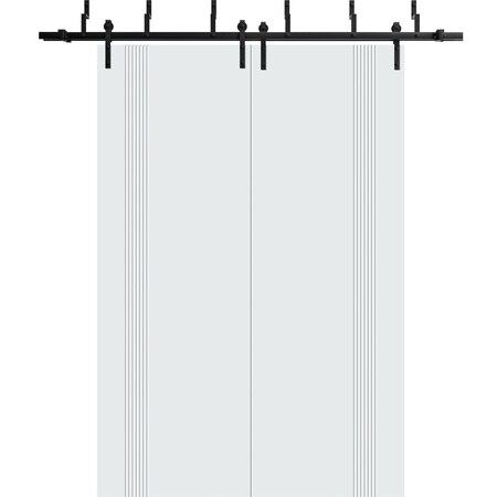 Sartodoors Sliding Closet Barn Bypass Doors 64 x 80 inches, BASIC 0111 Arctic White, Modern 6.6ft Rails Hardw BASIC0111BBB-MAW-64