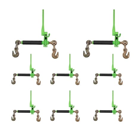 Mytee Products 5/16 in-3/8 in Folding Handle Ratchet Load Binder w/ Grab Hook 7,100 lbs WLL, 8PK CBRS-FH56x8