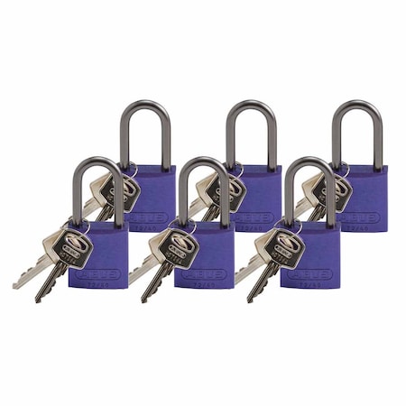 Brady Standard Safety Lockout Aluminum Padlock 1.5 in Aluminum Shackle KA Purple 6PK 123440