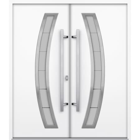 Vdomdoors Metal Double Doors Deux 1713 Natural Oak Frosted Glass Entry Modern Painted (W72xH96) Right hand In DEUX1713DEXD-OAK-W72xH96-RH-I
