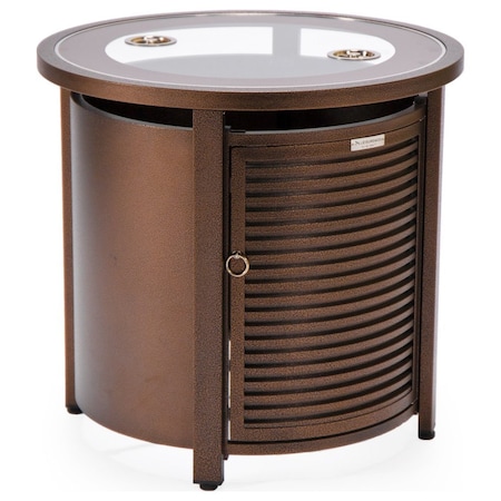 Leisuremod Walbrooke Brown Patio Round Tank Holder with Slats Design, Brown WHS24BR