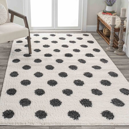 Jonathan Y Pere Modern Charcoal Dot Shag White/Gray 5 ft. x 8 ft. Area Rug MOH411A-5