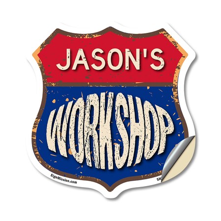 Signmission Jason's Workshop, 12 Inch X 12 Inch, Vinyl Decal SHI-D-12-489-JASON