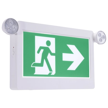 Satco Running Man Green Combo Exit Sign/Emergency Light 120-347V 2HR backup Single/Dual Face Universal Mou 67/511