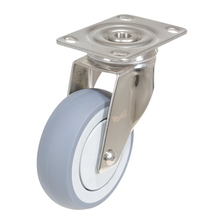Vestil Thermoplastic Rubber Swivel Caster 4 In. Diameter x 1 In. Width 450 Lb. Capacity Gray CST-E-SS-4X1TPR-S