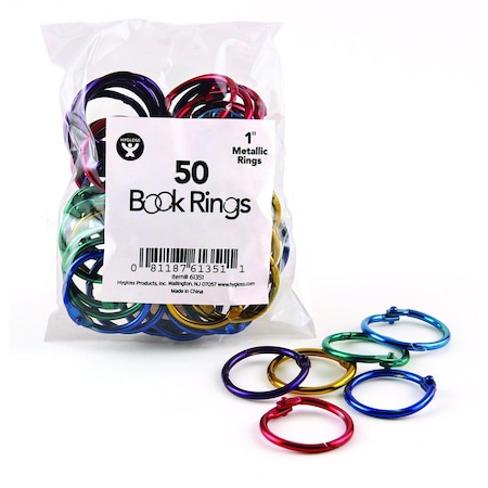 Hygloss Products Metallic Book Rings, 1", 50PK HYG61351