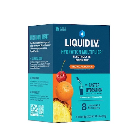 Liquid I.V. Sports DrinkMix, 0.6oz, TropicalPunch, PK15 LVM-1507