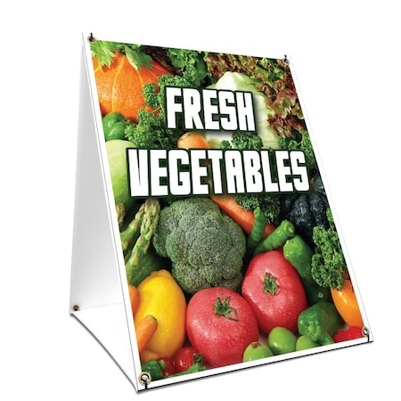 Signmission Fresh Vegetables, 36 Inch x 24 Inch A-frame Yard Sign, Plastic Sign SBC-2436-Fresh Vegetables