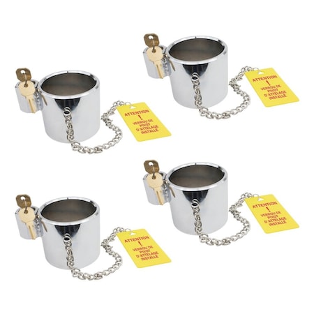 Mytee Products 4 Pcs Heavy-Duty Steel 5th Wheel Hitch King Pin Lock Keyed Alike w/ Warning Tag, 4PK MP-KPL-KEYEDx4
