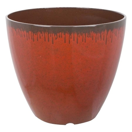 Landscapers Select Planter, 12 in Dia, 10 in H, Round, Resin, Red, Mocha Drip PT-S023
