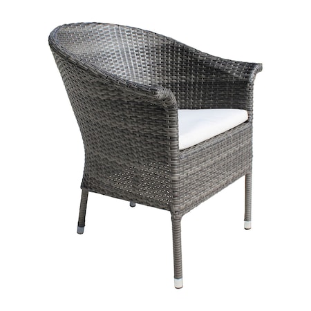 Hospitality Rattan Patio Ultra Stackable Woven Armchair with Cushion 890-1130-GRY