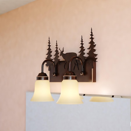 Vaxcel Bryce 2 Light Bronze Rustic Deer Bathroom Vanity Fixture VL55402BBZ