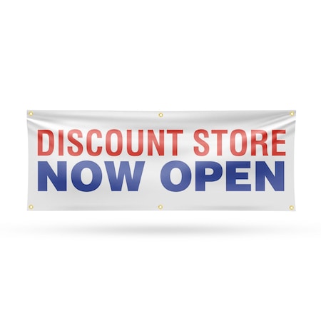 Signmission Discount Store Now Open, 24 Inch x 72 Inch, Vinyl Banner B-72-30546
