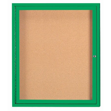 Aarco Illuminated Enclosed Bulletin Board w/ Green Powder Coated Al Frame, 36''Hx30''W DCC3630RIG