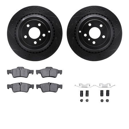 Dynamic Friction Co DFC Rotors-Drilled & Slotted-Black w/ EURO 5000 Ceramic Brake Pads Incl Hdw 8612-63083