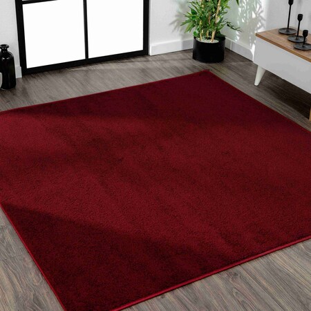 Jonathan Y Haze Solid Low-Pile Dark Red 9 ft Square Area Rug SEU100Q-9SQ