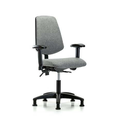 Blue Ridge Ergonomics Desk Chair Fab Desk Chair, Med, Bk, AA, Glides, Gry, Adjustable Arms, 19" to 24" Height, Fabric, Grey BR-FDHCH-MB-RG-T0-A1-RG-F44