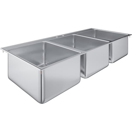 Amgood 16 in. x 20 in. x 12 in. Stainless Steel 3 Compartment Drop-In Sink. NSF AMG SINK DIS S3C-162010-NF-Z